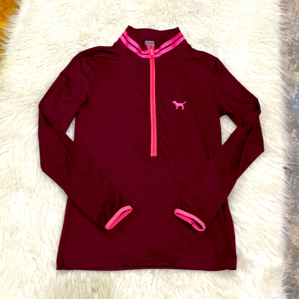 Victoria's Secret PINK burgundy half zip top